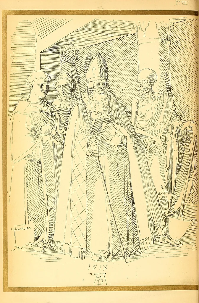 An illustration from Trionfo e danza della morte; o, Danza macabra a Clusone; Dogma della morte a Pisogne nella provincia di Bergamo, 1859, leaf 62