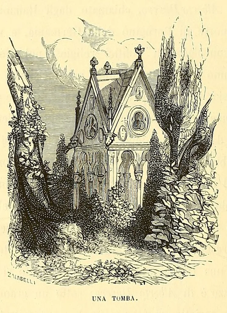 An illustration from Trionfo e danza della morte; o, Danza macabra a Clusone; Dogma della morte a Pisogne nella provincia di Bergamo, 1859, leaf 64