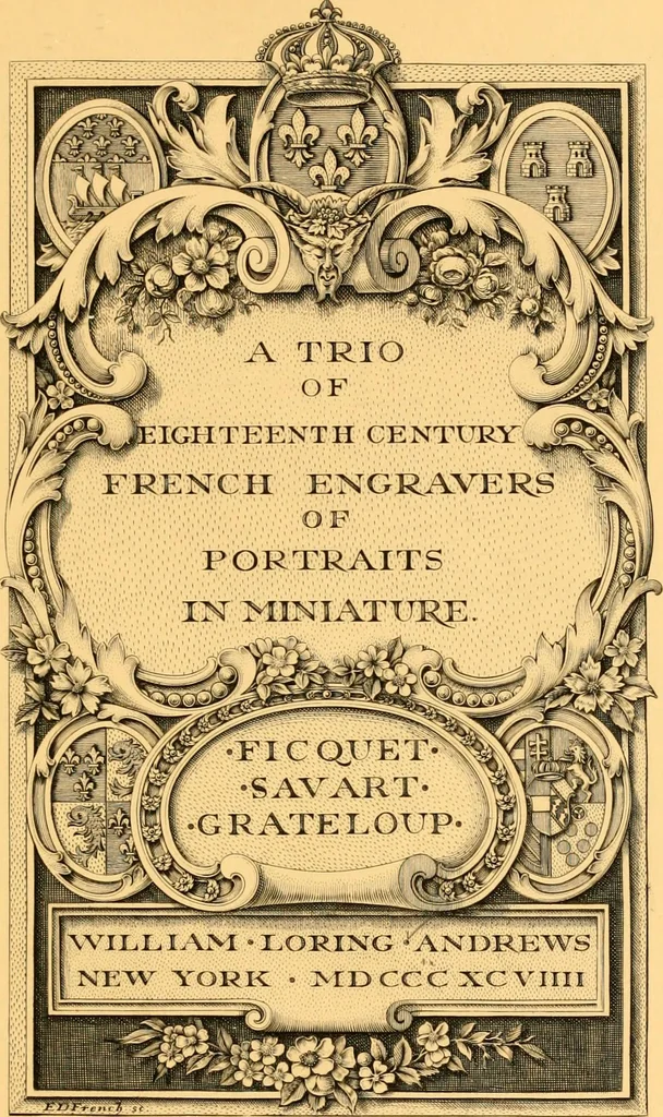 An illustration from A trio of eighteenth century French engravers of portraits in miniature. Ficquet, Savart, Grateloup, 1899, leaf 20