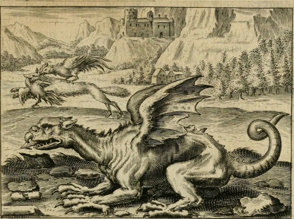 An illustration from Tripvs avrevs, hoc est, Tres tractatvs chymici selectissimi : nempe I. Basilii Valentini ... Practica vna cum 12. clauibus & appendice, ex Germanico; II. Thomæ Nortoni ... Crede mihi, seu, Ordinale, ante annos 140. ab authore scriptum, nunc ex Anglicano manuscripto in Latinum translatum, phrasi cuiusque authoris vt & sententia retenta; III. Cremeri ... Testamentum, hactenus nondum publicatum, 1618, leaf 34