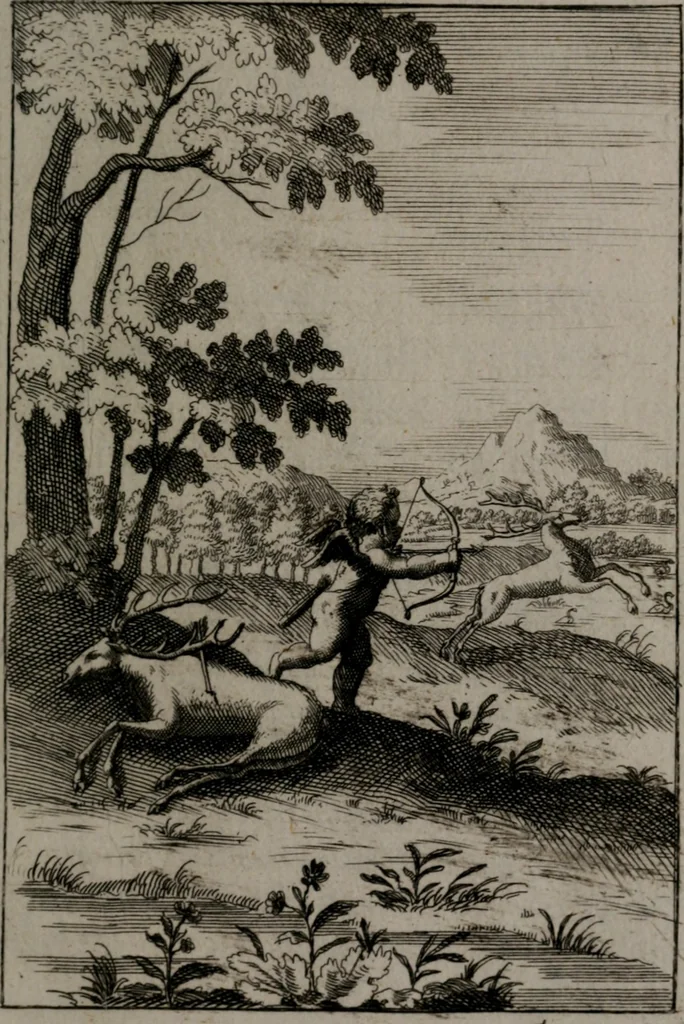 An illustration from Triumphus amoris, de cunctis universi hujus incolis actus, emblematibus ac symbolis Latinis, Italicis, Gallicis, Germanicis, oculis exhibitus. : Oder: Die über den gantzen Erd-cräisz triumphirende Liebe, in nachdencklichen Sinn-bildern neben sehr curiosen lateinischen, italianischen, französischen und teutschen Bey-sprüchen auch kurtzweiligen Versen fürgestellet, 1695, leaf 122