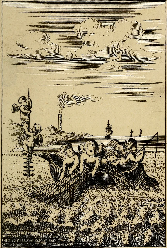 An illustration from Triumphus amoris, de cunctis universi hujus incolis actus, emblematibus ac symbolis Latinis, Italicis, Gallicis, Germanicis, oculis exhibitus. : Oder: Die über den gantzen Erd-cräisz triumphirende Liebe, in nachdencklichen Sinn-bildern neben sehr curiosen lateinischen, italianischen, französischen und teutschen Bey-sprüchen auch kurtzweiligen Versen fürgestellet, 1695, leaf 26