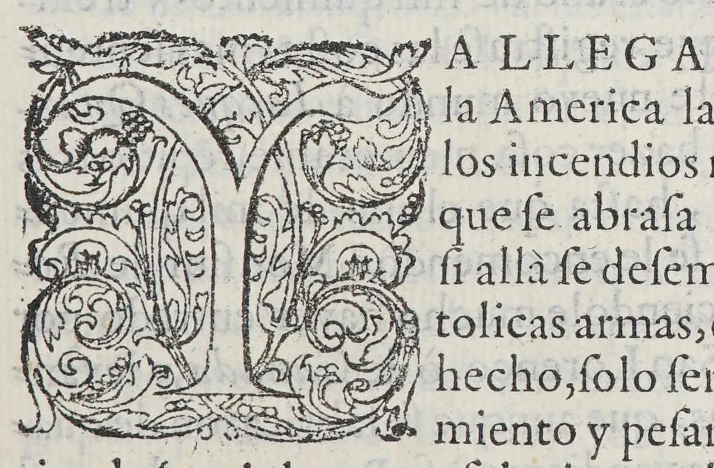 An illustration from Trofeo de la justicia española en el castigo de la alevosia francesa : que al abrigo de la armada de Barlovento, executaron los lanzeros de la isla de Santo Domingo, en los que de aquella nacion ocupan sus costas. Debido todo à providentes ordenes del ex[celentissi]mo señor d[on] Gaspar de Sandoval Cerda Silva y Mendoza, conde de Galve, virrey de la Nueva-Espanã., 1691, leaf 13