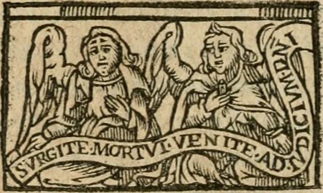 An illustration from Trois traitez de la philosophie natvrelle, non encore imprimez : scavoir, Le secret livre dv tres-ancien philosophe Artephivs, traitant de l'art occulte & transmutation metallique, latin françois : plvs, Les figvres hierogliphiqves de Nicolas Flamel, ainsi qu'il les a mises en la quatriesme arche qu'il a bastie au Cimetiere des innocens à Paris, entrant par la grande porte de la ruë S. Denys, & prenant la main droite, auec l'explication d'icelles par iceluy Flamel : ensemble, Le vray liure du docte Synesivs abbé grec, tiré de la bibliotheque de l'empereur sur le mesme subiect, 1612, leaf 87