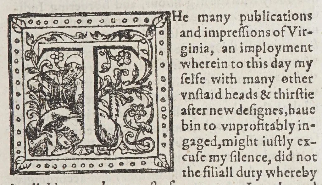 An illustration from A true discourse of the present estate of Virginia, and the successe of the affaires there till the 18 of Iune 1614. : Together. With a relation of the seuerall English townes and forts, the assured hopes of that countrie and the peace concluded with the Indians. The christening of Powhatans daughter and her mariage with an English-man., 1615, leaf 13