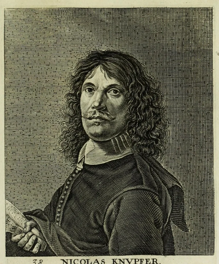 An illustration from The true effigies of the most eminent painters, and other famous artists that have flourished in Europe. Curiously engraven on copper-plates. Together with an account of the time when they lived, the most remarkable passages of their lives, and most considerable works. Very useful for all such gentlemen as are lovers of art and ingenuity, 1694, leaf 107