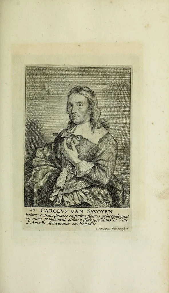 An illustration from The true effigies of the most eminent painters, and other famous artists that have flourished in Europe. Curiously engraven on copper-plates. Together with an account of the time when they lived, the most remarkable passages of their lives, and most considerable works. Very useful for all such gentlemen as are lovers of art and ingenuity, 1694, leaf 201