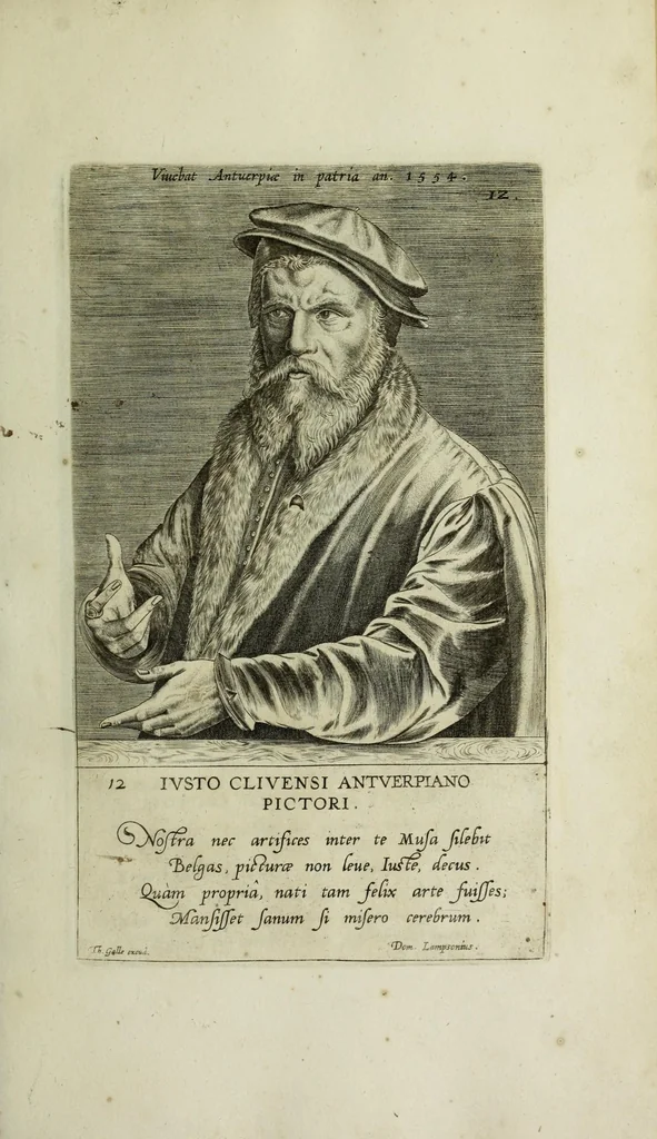 An illustration from The true effigies of the most eminent painters, and other famous artists that have flourished in Europe. Curiously engraven on copper-plates. Together with an account of the time when they lived, the most remarkable passages of their lives, and most considerable works. Very useful for all such gentlemen as are lovers of art and ingenuity, 1694, leaf 57