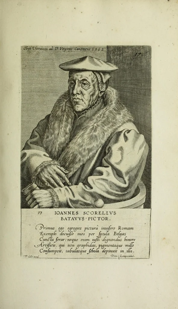 An illustration from The true effigies of the most eminent painters, and other famous artists that have flourished in Europe. Curiously engraven on copper-plates. Together with an account of the time when they lived, the most remarkable passages of their lives, and most considerable works. Very useful for all such gentlemen as are lovers of art and ingenuity, 1694, leaf 67