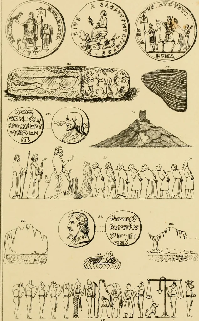 An illustration from The truth of revelation : demonstrated by an appeal to existing monuments, sculptures, gems, coins, and medals, 1840, leaf 400