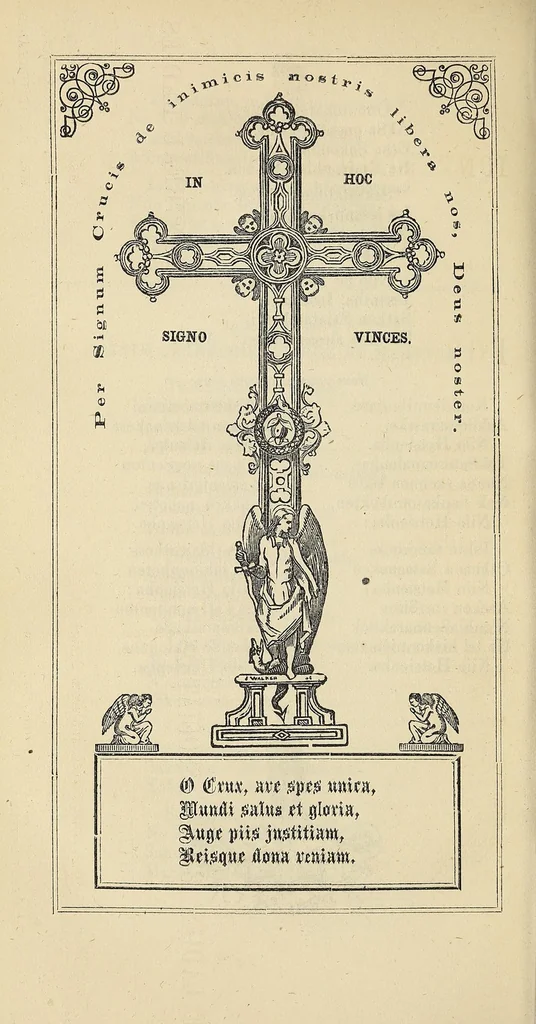 An illustration from Tsiatak nihonon8entsiake onk8e on8e Akoiatonsera : Ionterennaientak8a, teieri8ak8atha ... = Le livre des sept nations, ou, Paroissien iroquois : auquel on a ajouté, pour l'usage de la missin du lac des Deux-Montagnes, quelques cantiques en langue algonquine, 1865, leaf 326