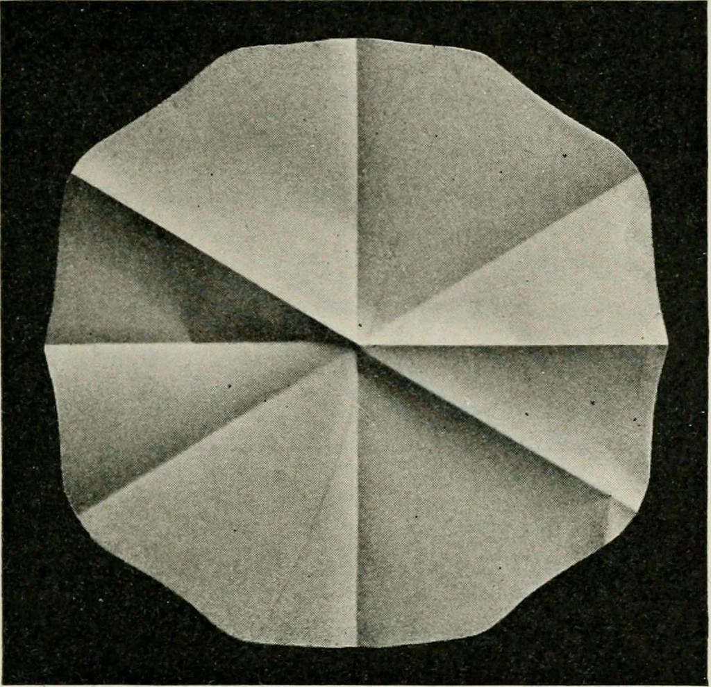An illustration from T. Sundara Row's geometric exercises in paper folding. Edited and rev. by Wooster Woodruff Beman and David Eugene Smith, 1901, leaf 106