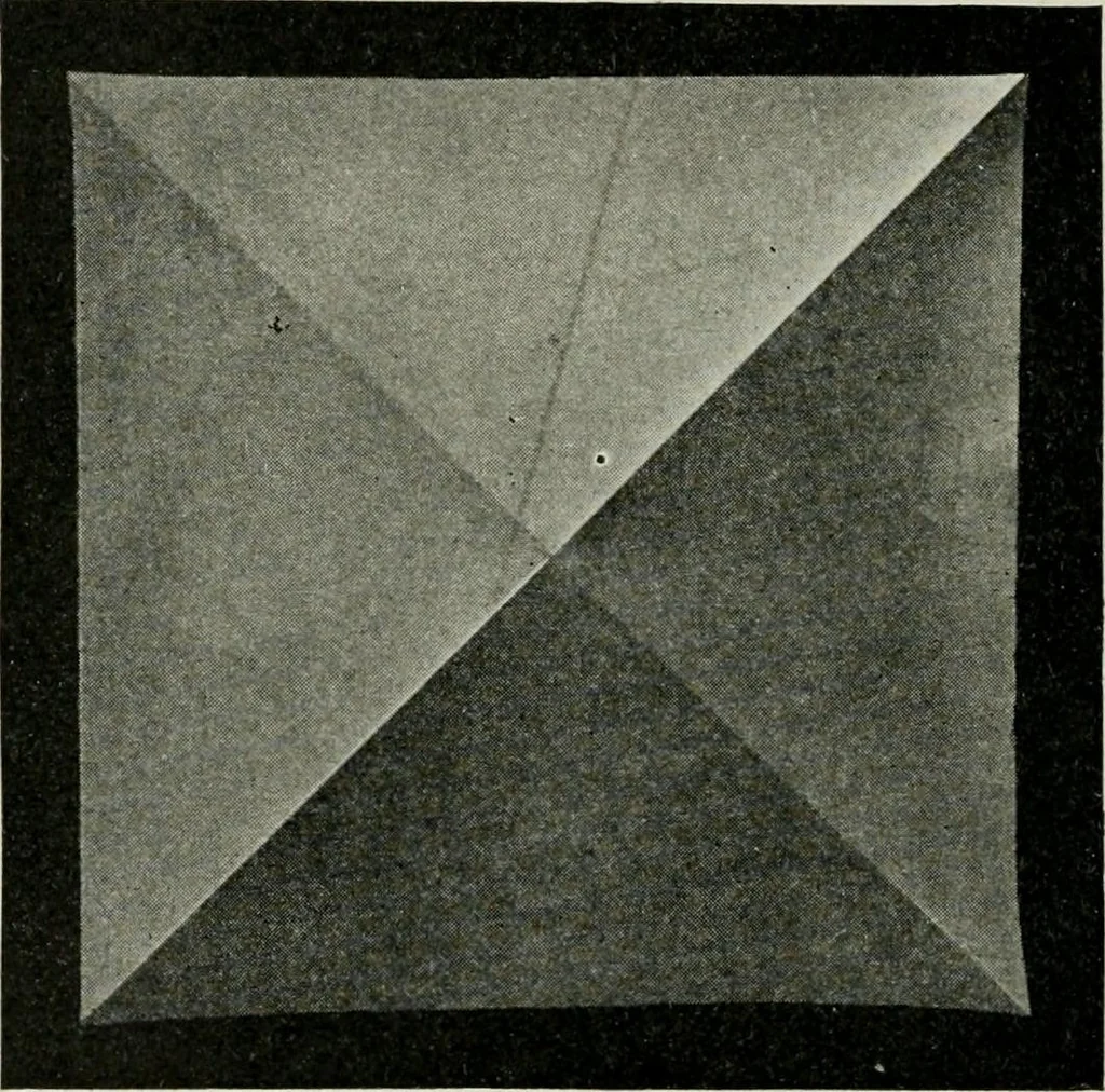 An illustration from T. Sundara Row's geometric exercises in paper folding. Edited and rev. by Wooster Woodruff Beman and David Eugene Smith, 1901, leaf 23