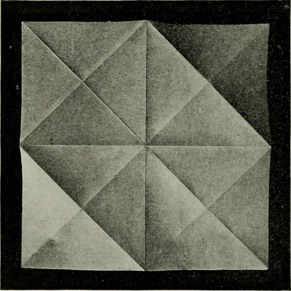 An illustration from T. Sundara Row's geometric exercises in paper folding. Edited and rev. by Wooster Woodruff Beman and David Eugene Smith, 1901, leaf 25
