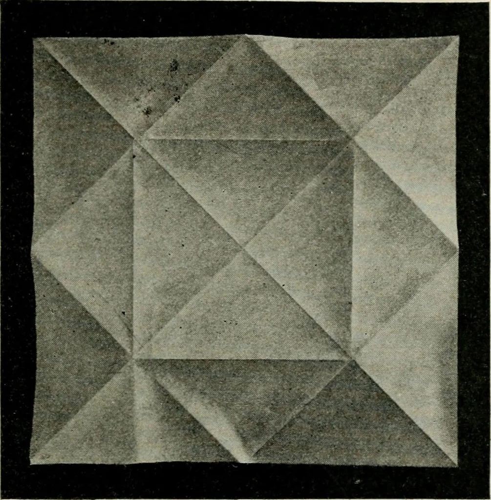 An illustration from T. Sundara Row's geometric exercises in paper folding. Edited and rev. by Wooster Woodruff Beman and David Eugene Smith, 1901, leaf 26