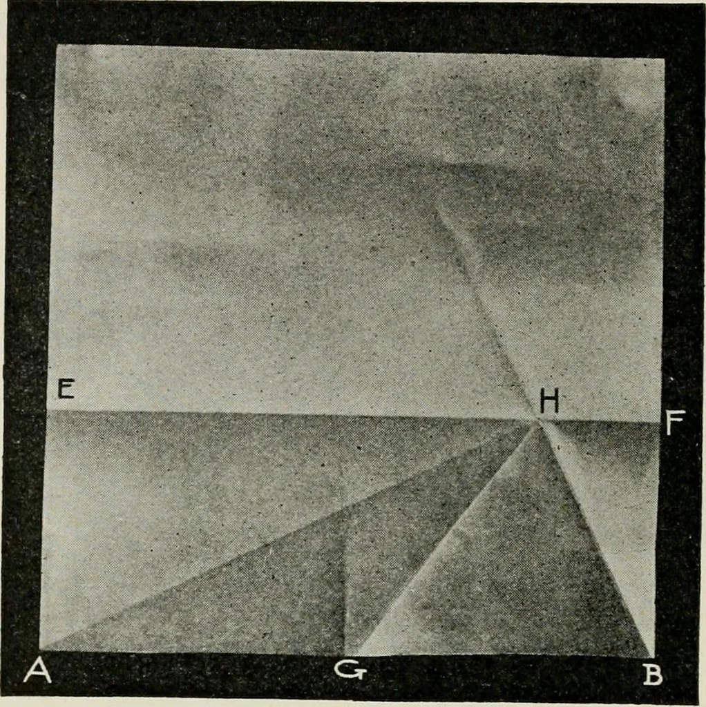 An illustration from T. Sundara Row's geometric exercises in paper folding. Edited and rev. by Wooster Woodruff Beman and David Eugene Smith, 1901, leaf 43