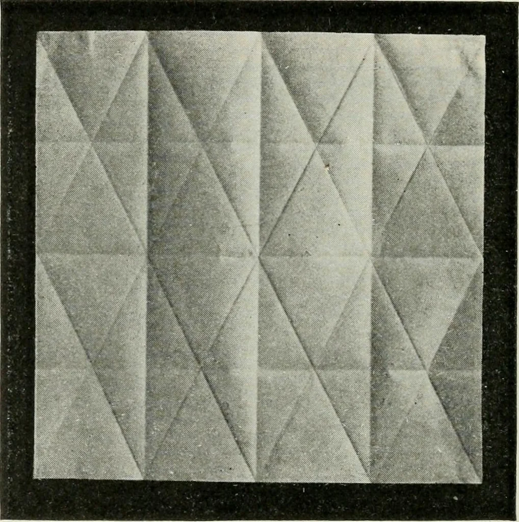 An illustration from T. Sundara Row's geometric exercises in paper folding. Edited and rev. by Wooster Woodruff Beman and David Eugene Smith, 1901, leaf 55