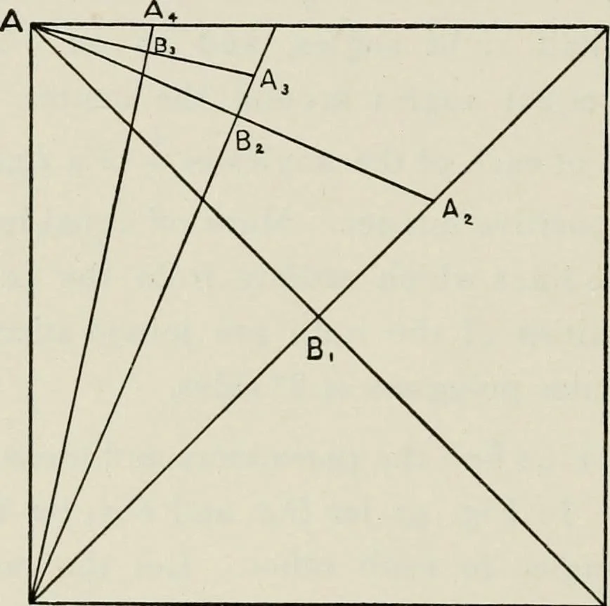 An illustration from T. Sundara Row's geometric exercises in paper folding. Edited and rev. by Wooster Woodruff Beman and David Eugene Smith, 1901, leaf 87