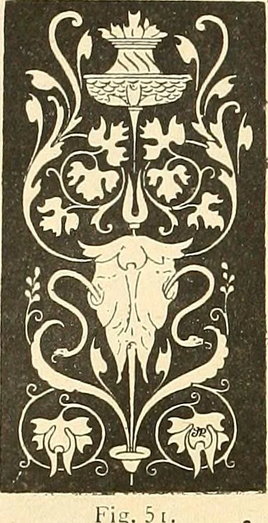 An illustration from Étude des ornements : première partie : dauphins-écailles-bucrânes-grecques-guirlandes-flots grecs, 1896, leaf 101