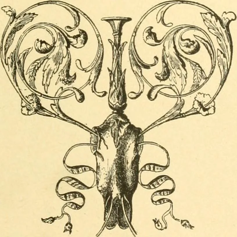 An illustration from Étude des ornements : première partie : dauphins-écailles-bucrânes-grecques-guirlandes-flots grecs, 1896, leaf 104