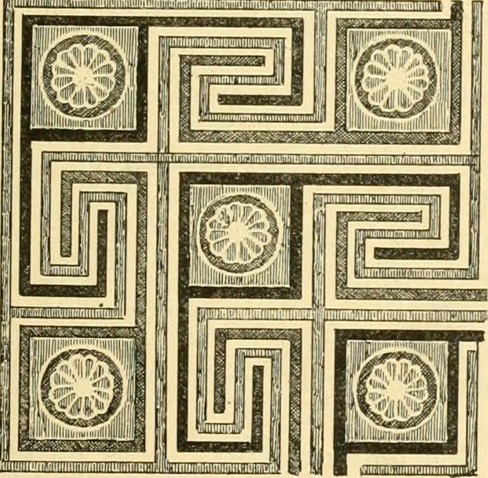 An illustration from Étude des ornements : première partie : dauphins-écailles-bucrânes-grecques-guirlandes-flots grecs, 1896, leaf 112