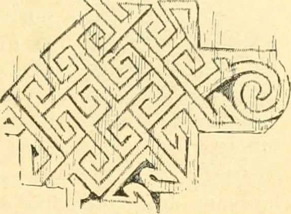 An illustration from Étude des ornements : première partie : dauphins-écailles-bucrânes-grecques-guirlandes-flots grecs, 1896, leaf 118
