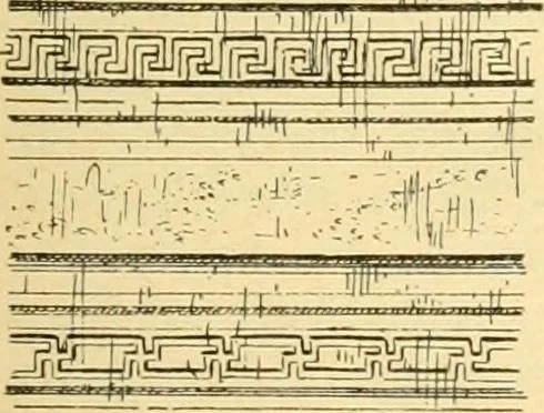 An illustration from Étude des ornements : première partie : dauphins-écailles-bucrânes-grecques-guirlandes-flots grecs, 1896, leaf 118