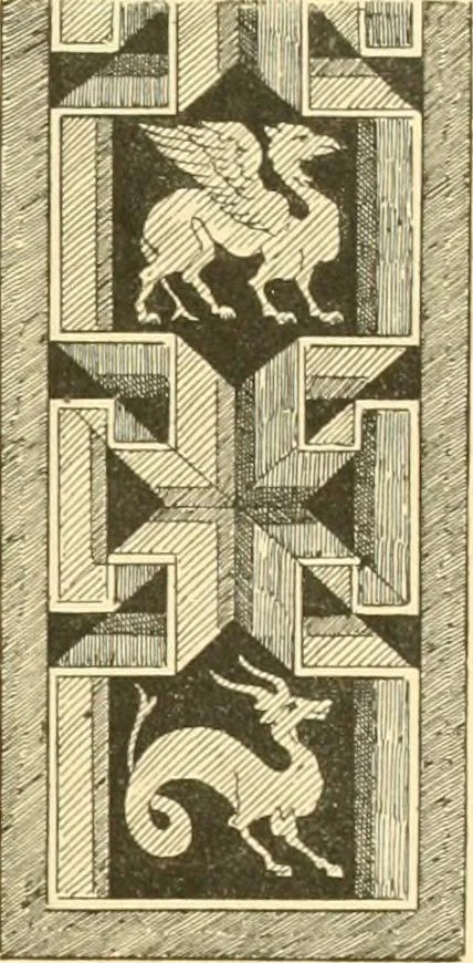 An illustration from Étude des ornements : première partie : dauphins-écailles-bucrânes-grecques-guirlandes-flots grecs, 1896, leaf 134