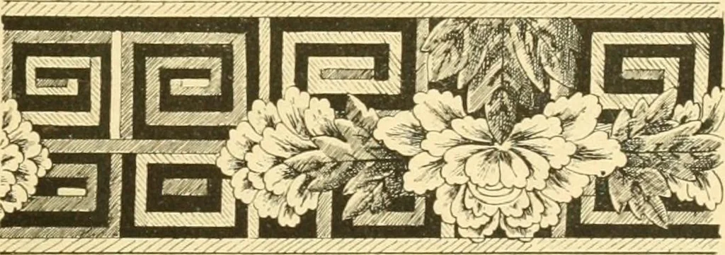 An illustration from Étude des ornements : première partie : dauphins-écailles-bucrânes-grecques-guirlandes-flots grecs, 1896, leaf 136