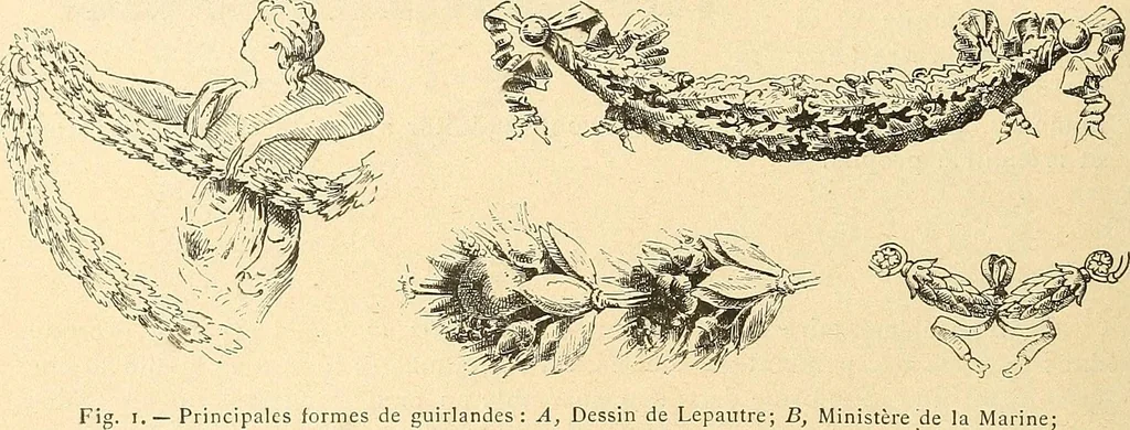 An illustration from Étude des ornements : première partie : dauphins-écailles-bucrânes-grecques-guirlandes-flots grecs, 1896, leaf 157