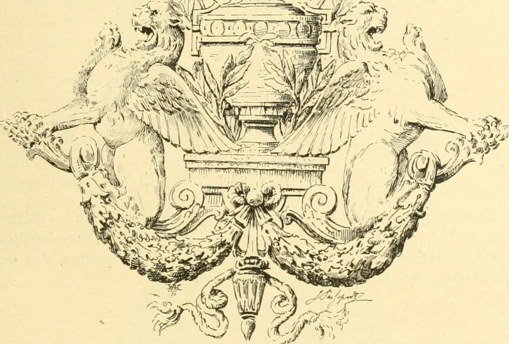 An illustration from Étude des ornements : première partie : dauphins-écailles-bucrânes-grecques-guirlandes-flots grecs, 1896, leaf 164