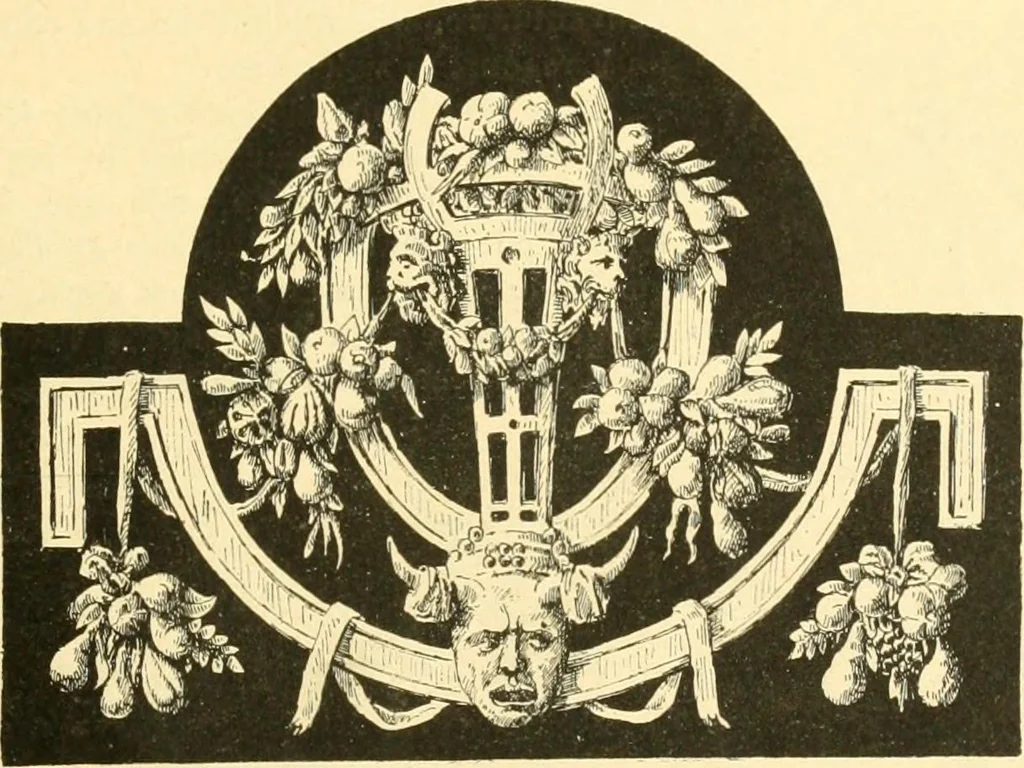 An illustration from Étude des ornements : première partie : dauphins-écailles-bucrânes-grecques-guirlandes-flots grecs, 1896, leaf 166