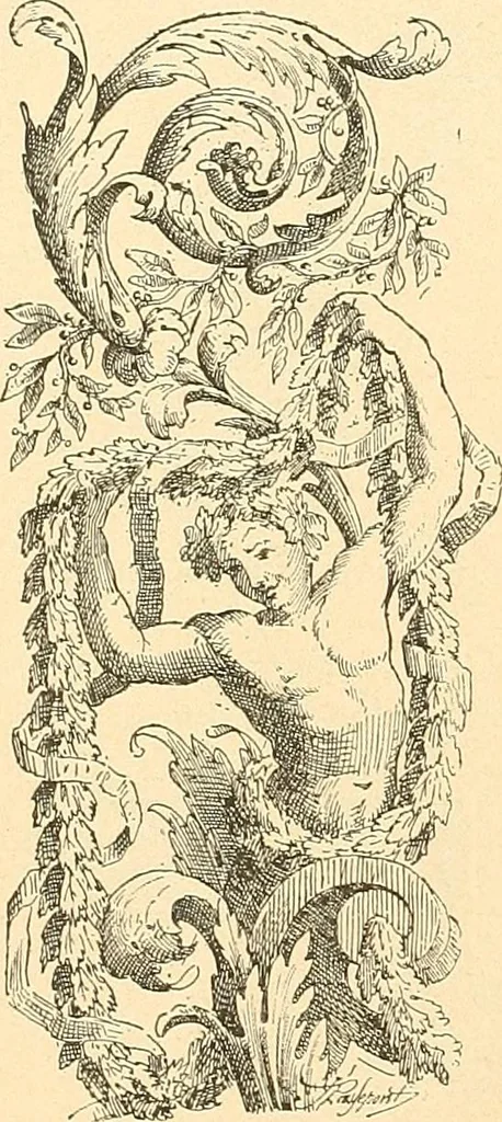 An illustration from Étude des ornements : première partie : dauphins-écailles-bucrânes-grecques-guirlandes-flots grecs, 1896, leaf 171