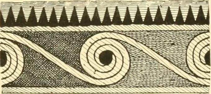 An illustration from Étude des ornements : première partie : dauphins-écailles-bucrânes-grecques-guirlandes-flots grecs, 1896, leaf 208