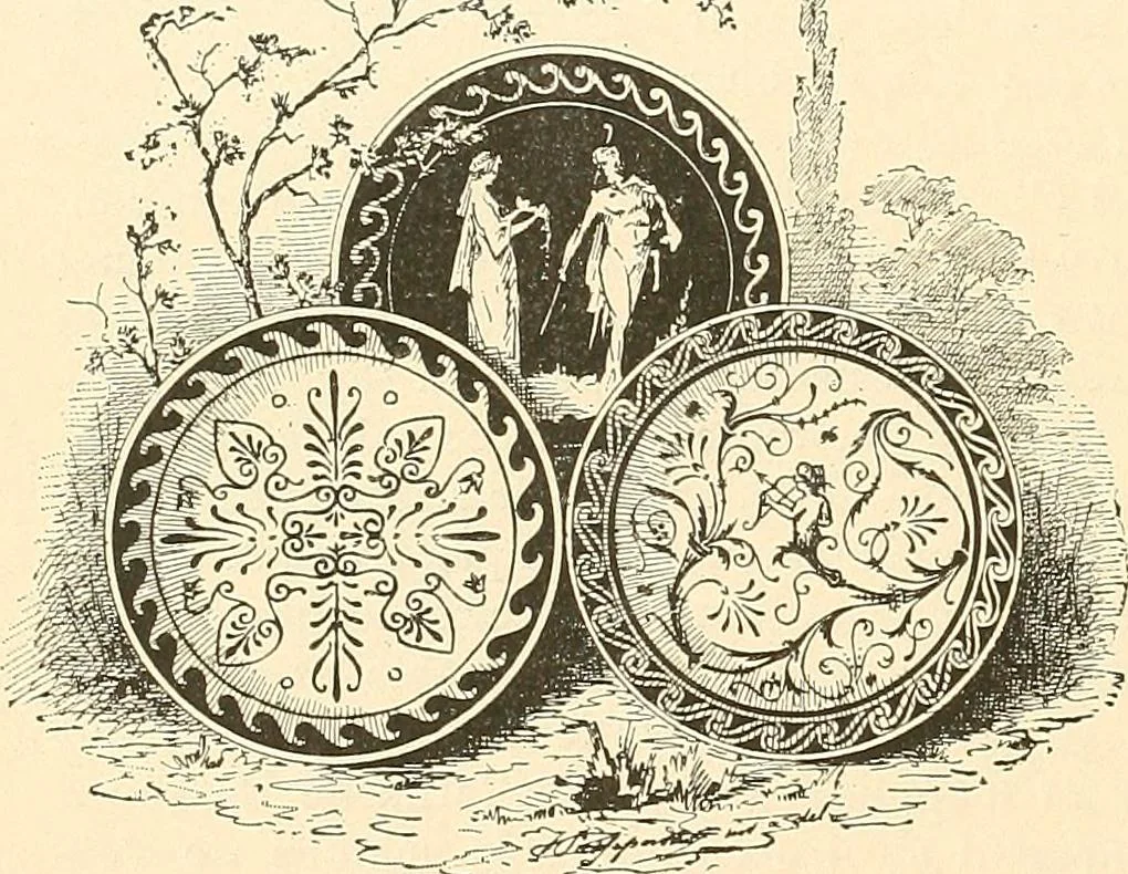 An illustration from Étude des ornements : première partie : dauphins-écailles-bucrânes-grecques-guirlandes-flots grecs, 1896, leaf 217