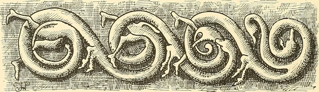 An illustration from Étude des ornements : première partie : dauphins-écailles-bucrânes-grecques-guirlandes-flots grecs, 1896, leaf 229
