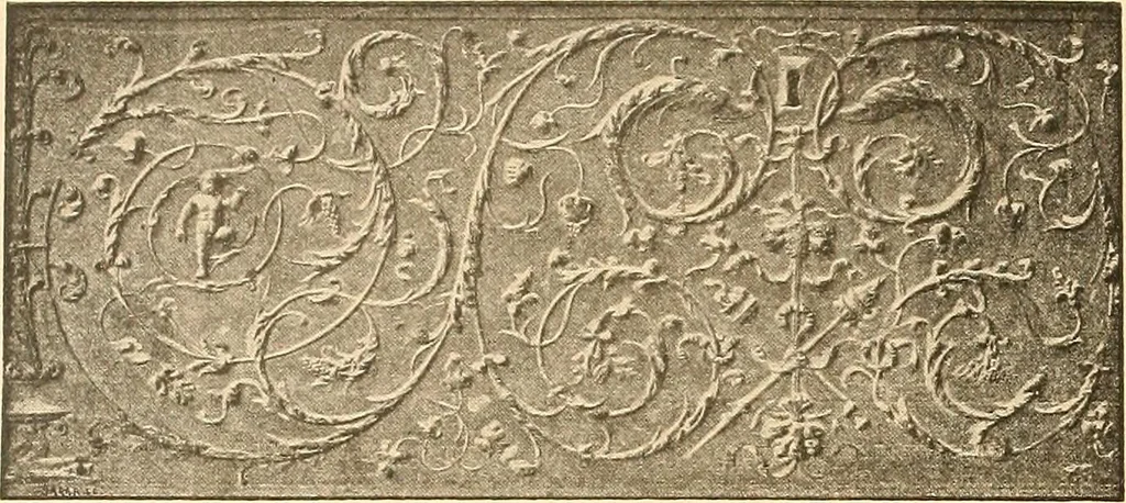 An illustration from Étude des ornements : première partie : dauphins-écailles-bucrânes-grecques-guirlandes-flots grecs, 1896, leaf 23