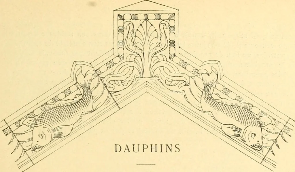 An illustration from Étude des ornements : première partie : dauphins-écailles-bucrânes-grecques-guirlandes-flots grecs, 1896, leaf 24