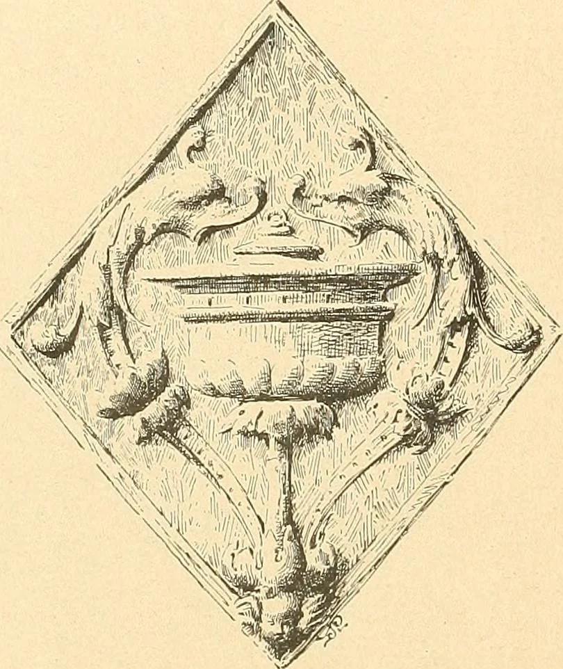 An illustration from Étude des ornements : première partie : dauphins-écailles-bucrânes-grecques-guirlandes-flots grecs, 1896, leaf 33