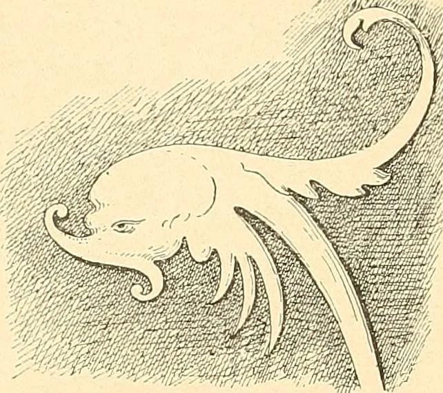 An illustration from Étude des ornements : première partie : dauphins-écailles-bucrânes-grecques-guirlandes-flots grecs, 1896, leaf 37