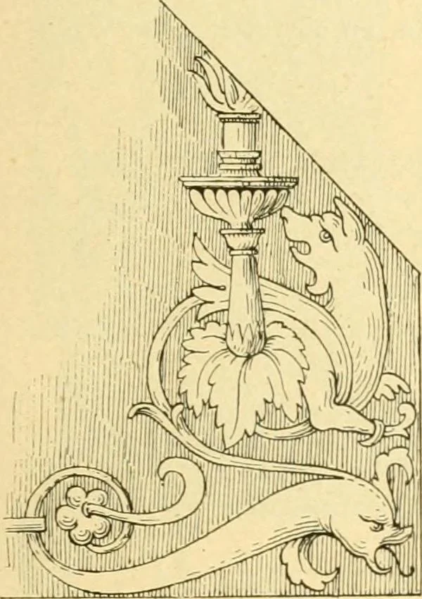 An illustration from Étude des ornements : première partie : dauphins-écailles-bucrânes-grecques-guirlandes-flots grecs, 1896, leaf 40