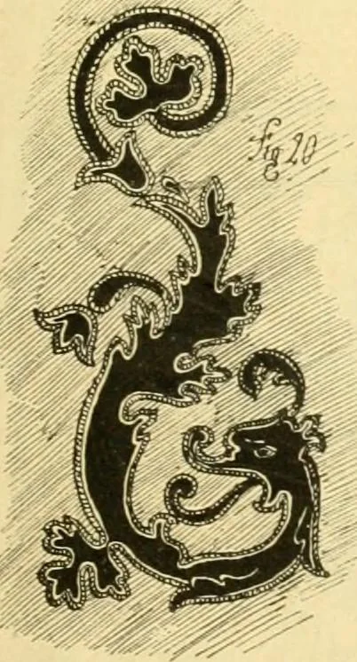 An illustration from Étude des ornements : première partie : dauphins-écailles-bucrânes-grecques-guirlandes-flots grecs, 1896, leaf 40