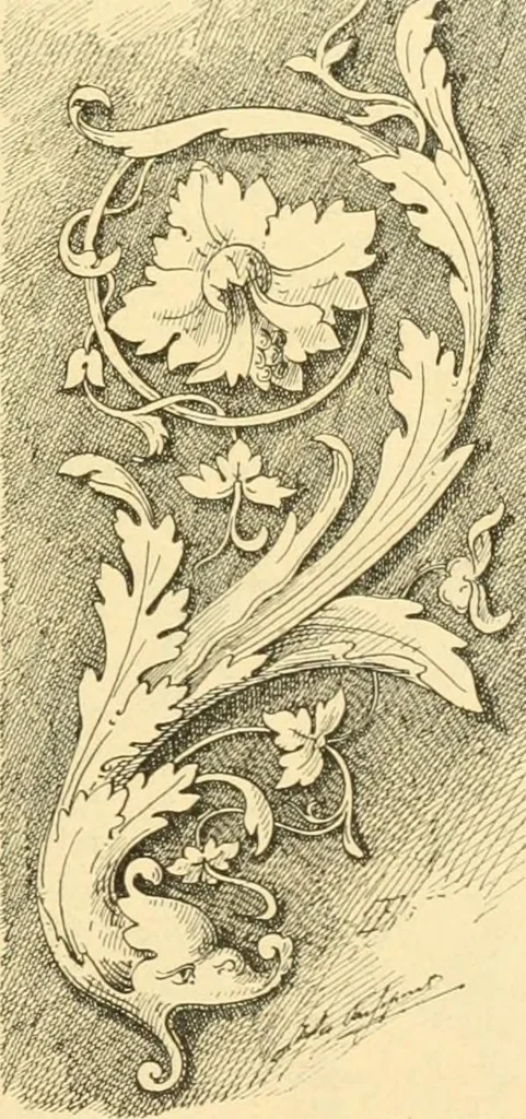 An illustration from Étude des ornements : première partie : dauphins-écailles-bucrânes-grecques-guirlandes-flots grecs, 1896, leaf 40