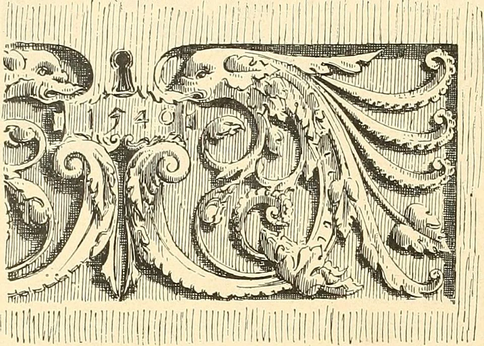 An illustration from Étude des ornements : première partie : dauphins-écailles-bucrânes-grecques-guirlandes-flots grecs, 1896, leaf 41