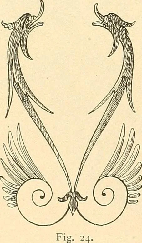 An illustration from Étude des ornements : première partie : dauphins-écailles-bucrânes-grecques-guirlandes-flots grecs, 1896, leaf 41