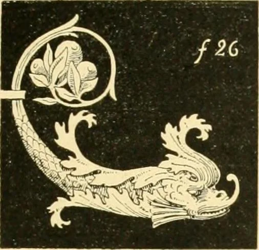 An illustration from Étude des ornements : première partie : dauphins-écailles-bucrânes-grecques-guirlandes-flots grecs, 1896, leaf 42