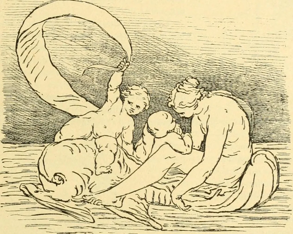 An illustration from Étude des ornements : première partie : dauphins-écailles-bucrânes-grecques-guirlandes-flots grecs, 1896, leaf 44
