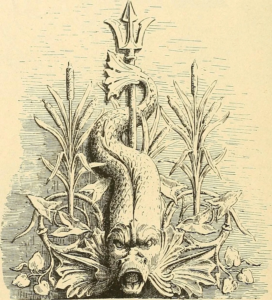 An illustration from Étude des ornements : première partie : dauphins-écailles-bucrânes-grecques-guirlandes-flots grecs, 1896, leaf 45