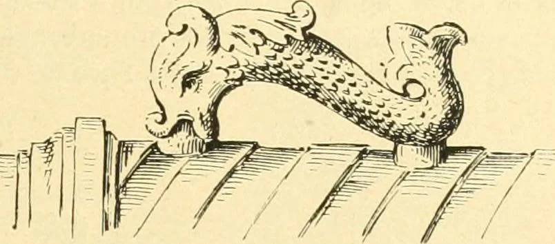 An illustration from Étude des ornements : première partie : dauphins-écailles-bucrânes-grecques-guirlandes-flots grecs, 1896, leaf 46