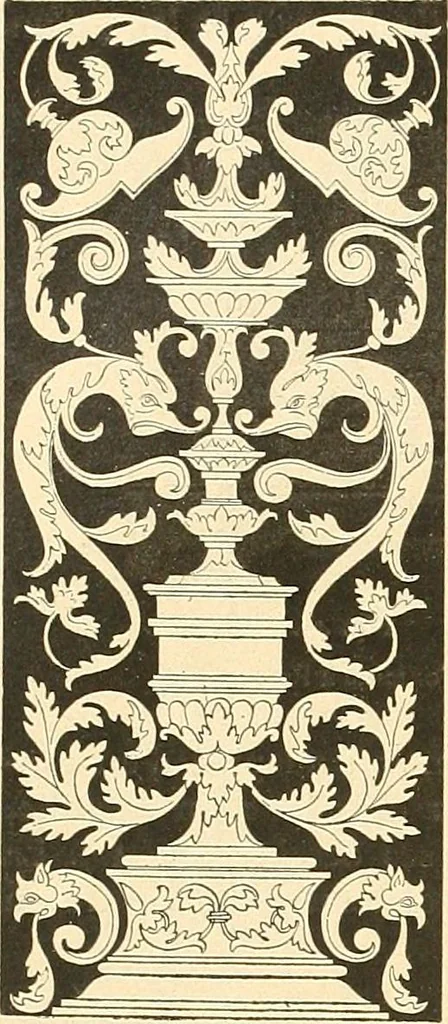 An illustration from Étude des ornements : première partie : dauphins-écailles-bucrânes-grecques-guirlandes-flots grecs, 1896, leaf 49